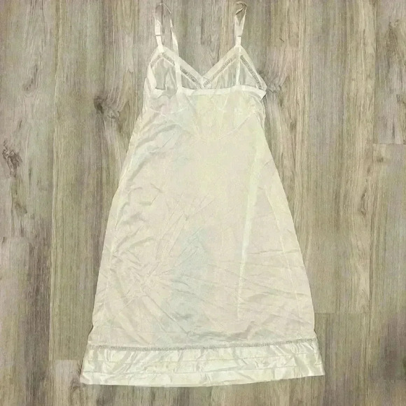 Vintage White Satin Sheer Long Midi Length Slip Lingerie Sleep Chemise Size S - Picture 3 of 5